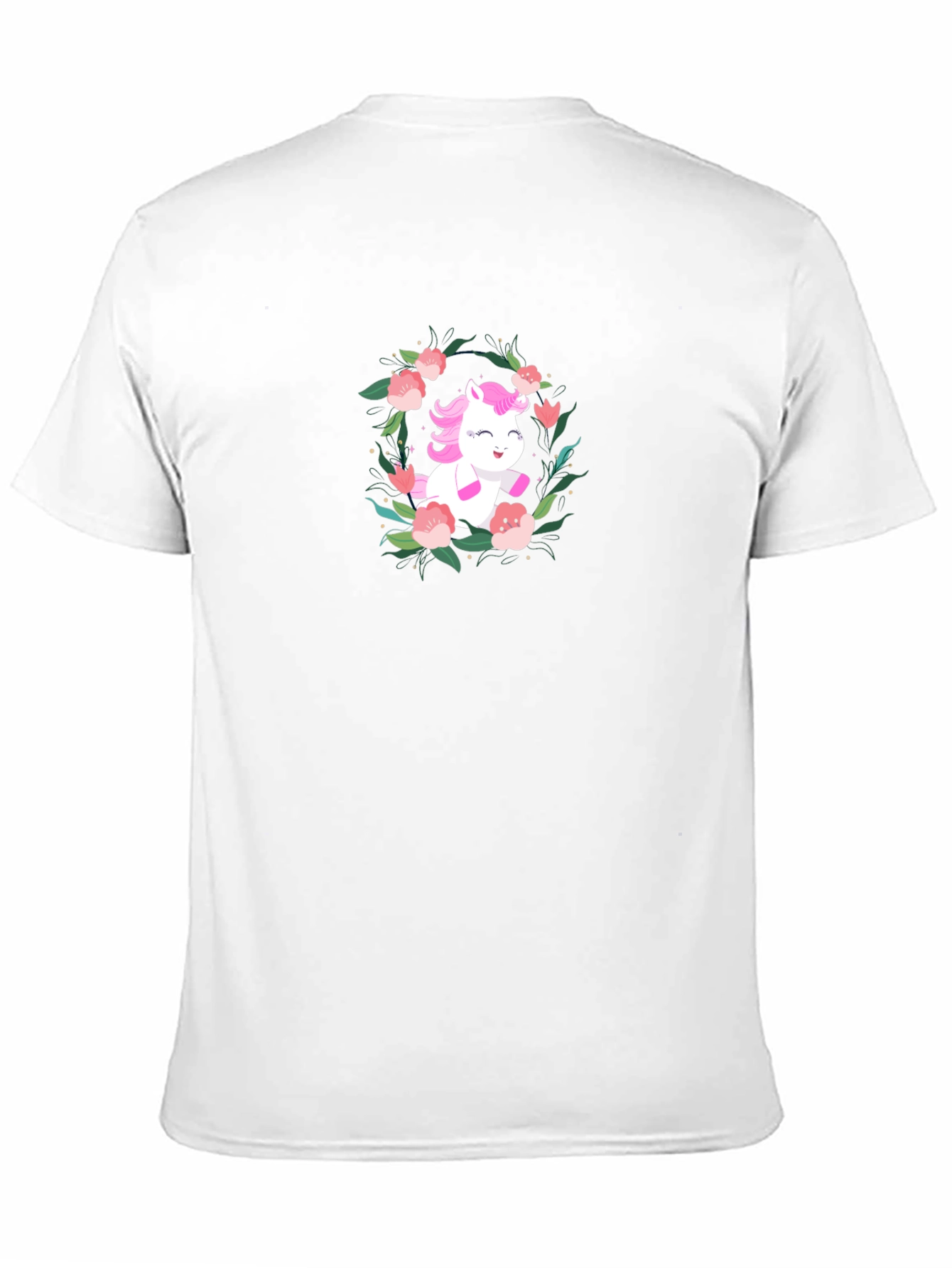 Unicorn Floral Wreath Black T-Shirt