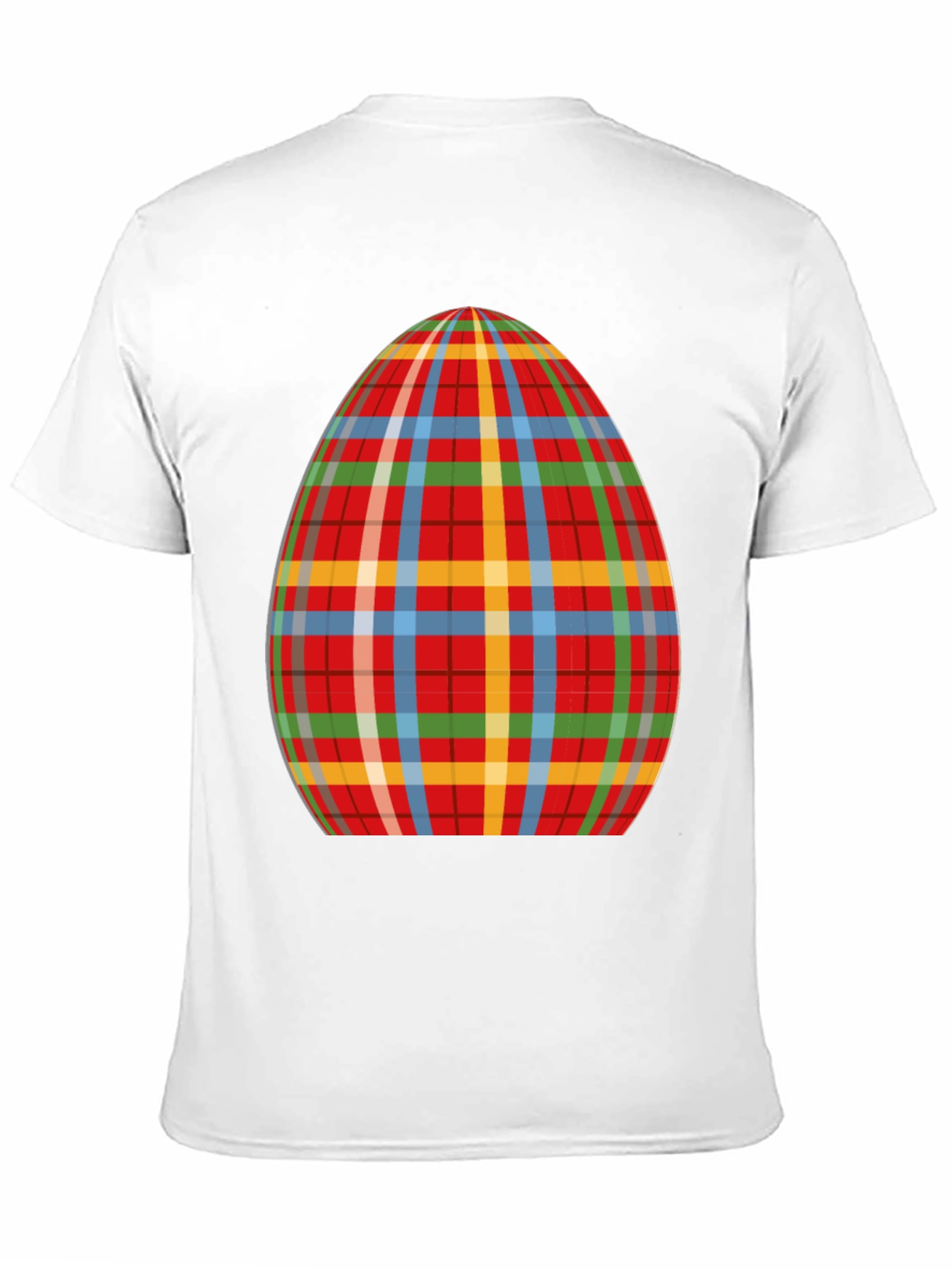 Plaid Easter Egg Graphic Tee - Novelty Holiday T-Shirt