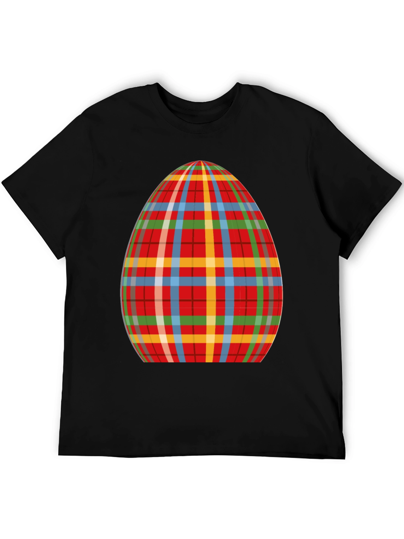 Plaid Easter Egg Graphic Tee - Novelty Holiday T-Shirt
