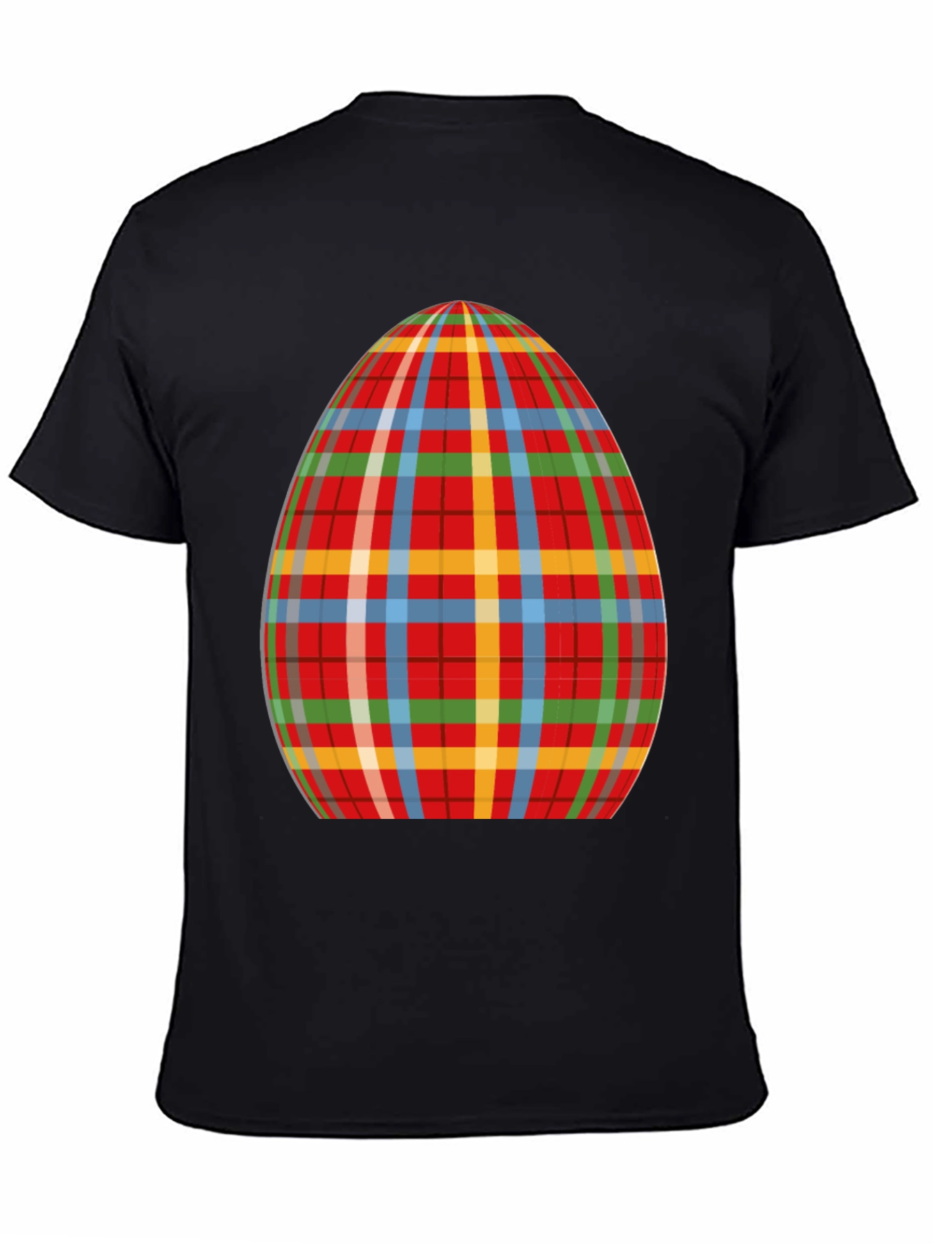 Plaid Easter Egg Graphic Tee - Novelty Holiday T-Shirt