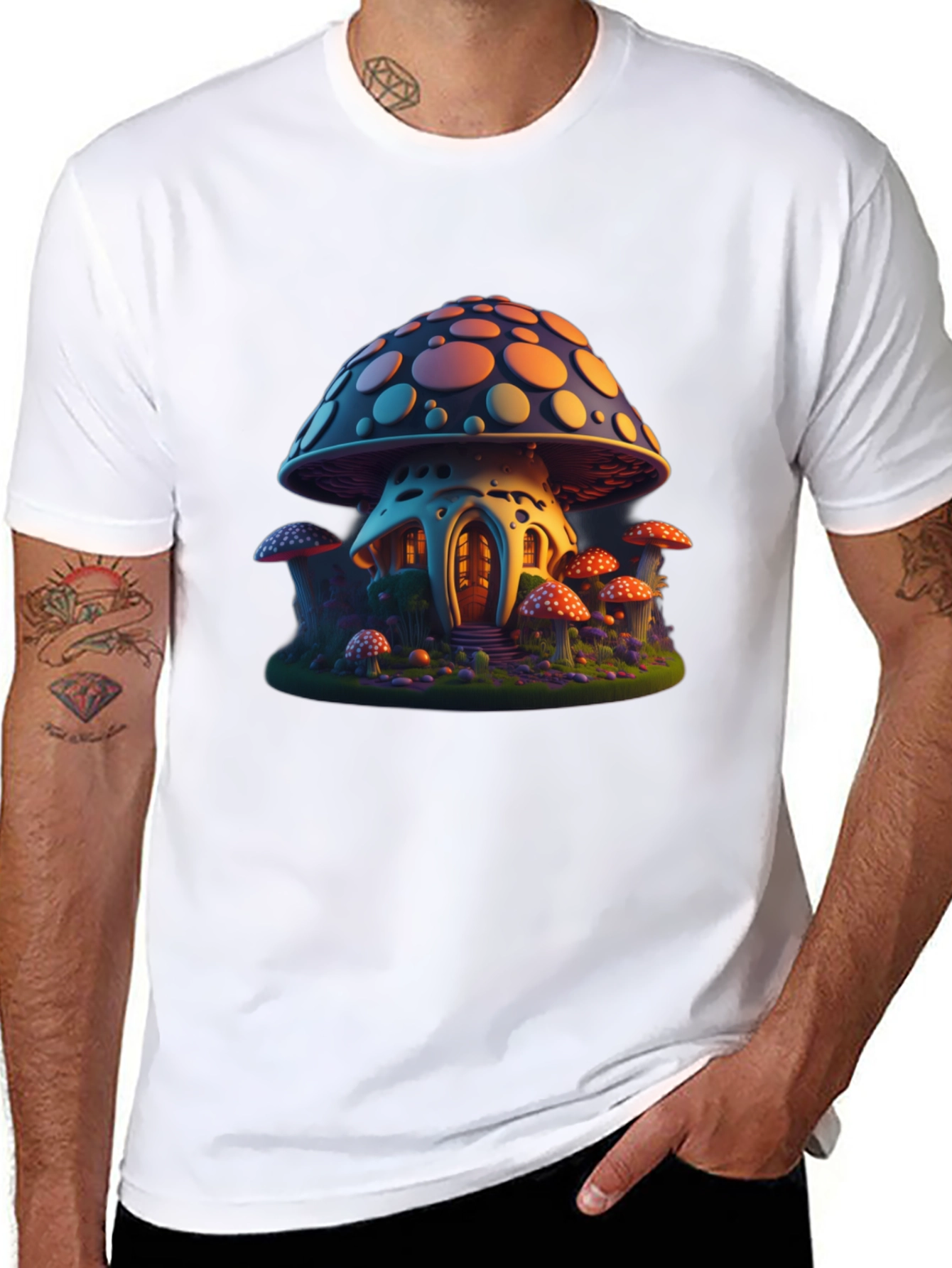 Mushroom House Graphic Tee - Black