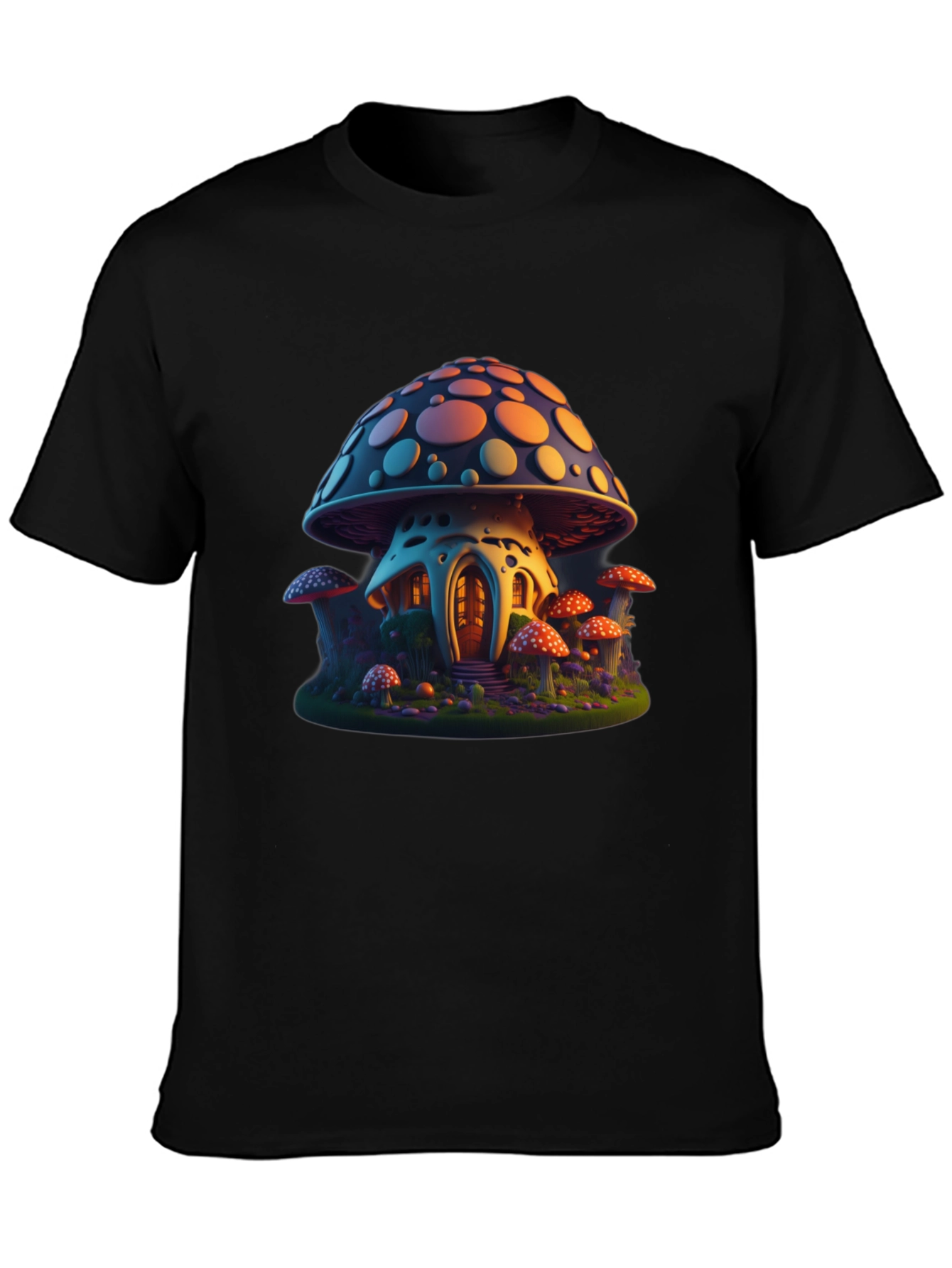 Mushroom House Graphic Tee - Black
