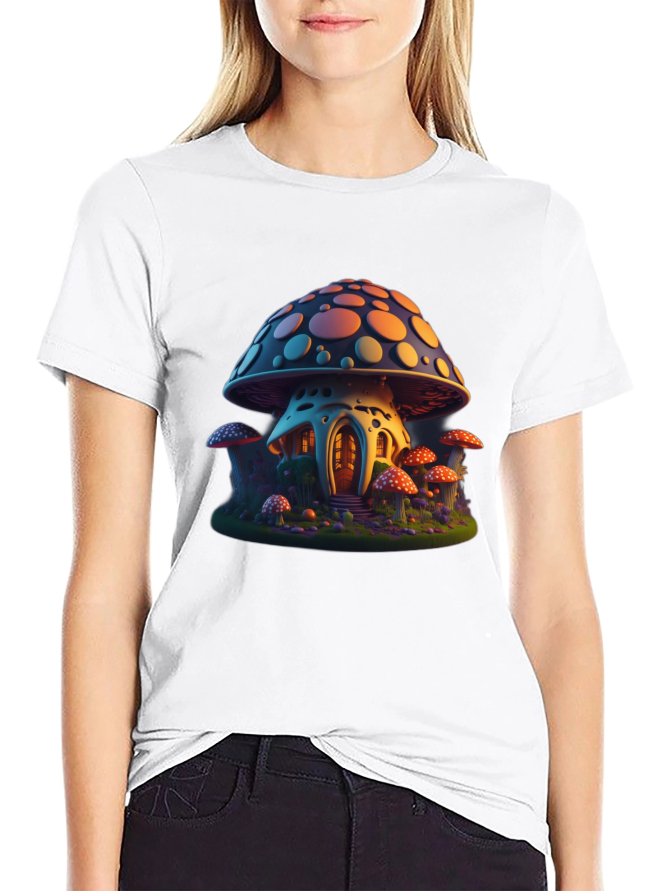 Mushroom House Graphic Tee - Black