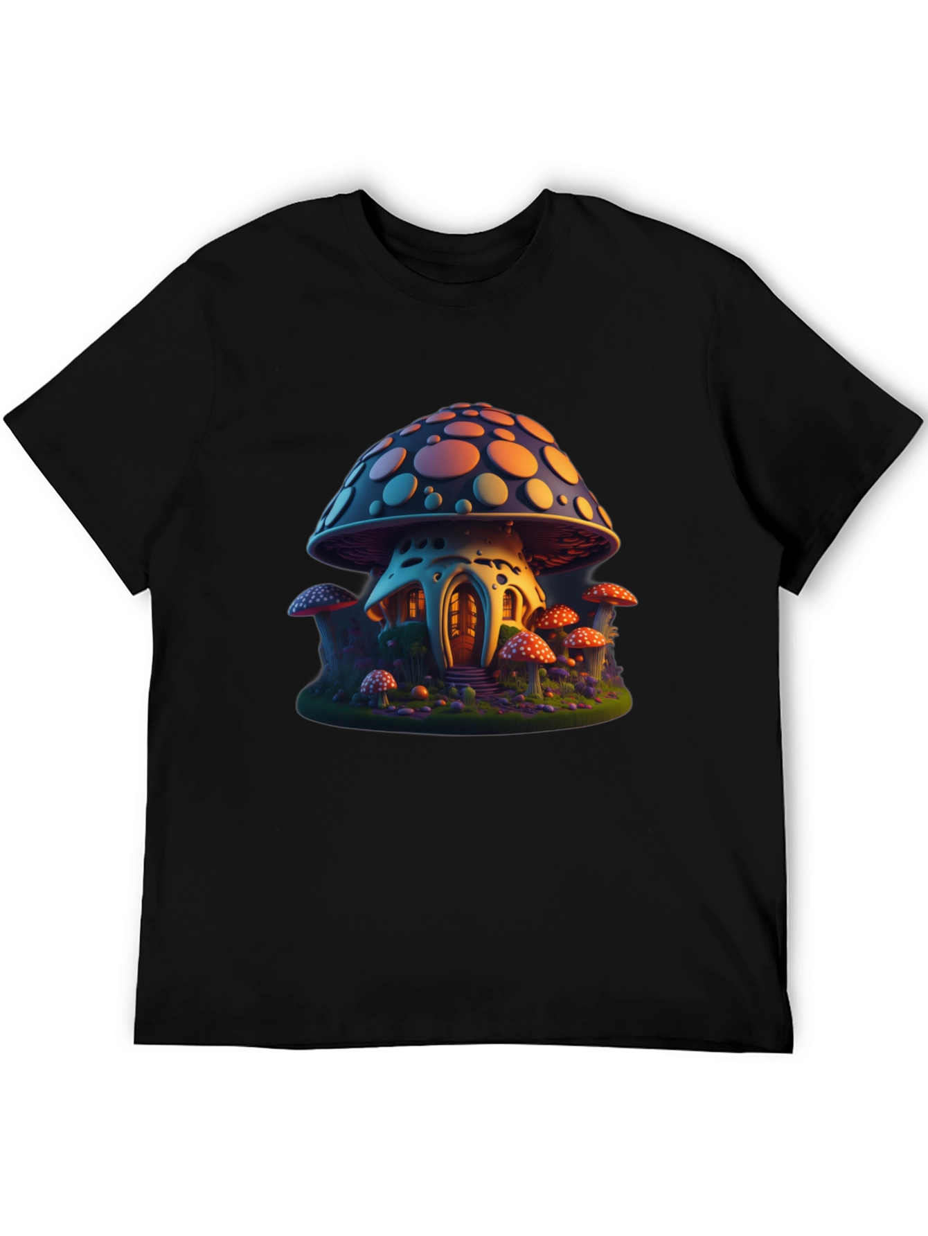 Mushroom House Graphic Tee - Black