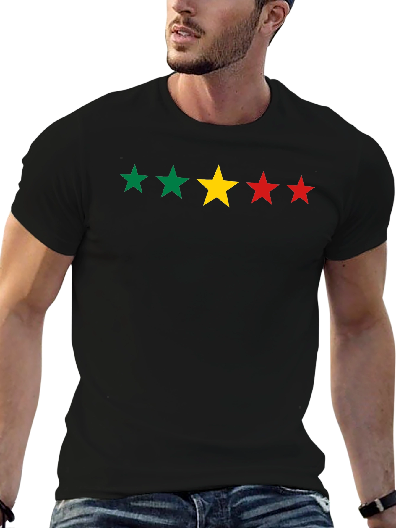 Rasta Stars Black T-Shirt - Reggae Inspired Graphic Tee