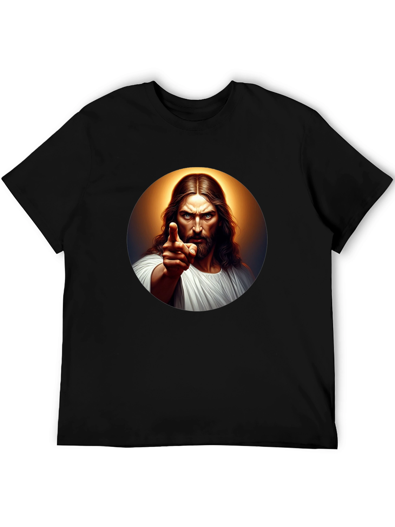 Jesus Pointing Graphic Black T-Shirt