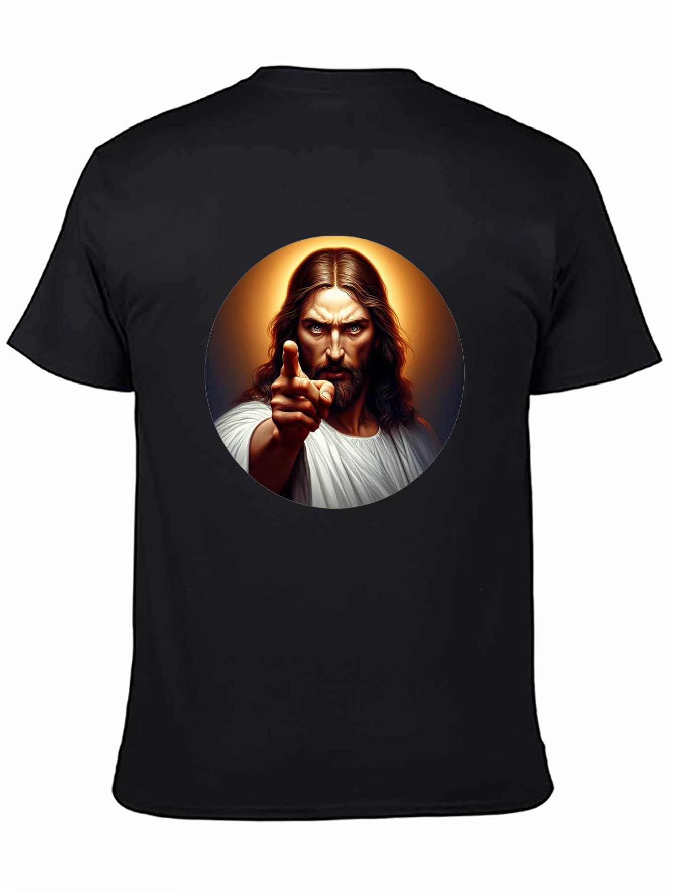 Jesus Pointing Graphic Black T-Shirt