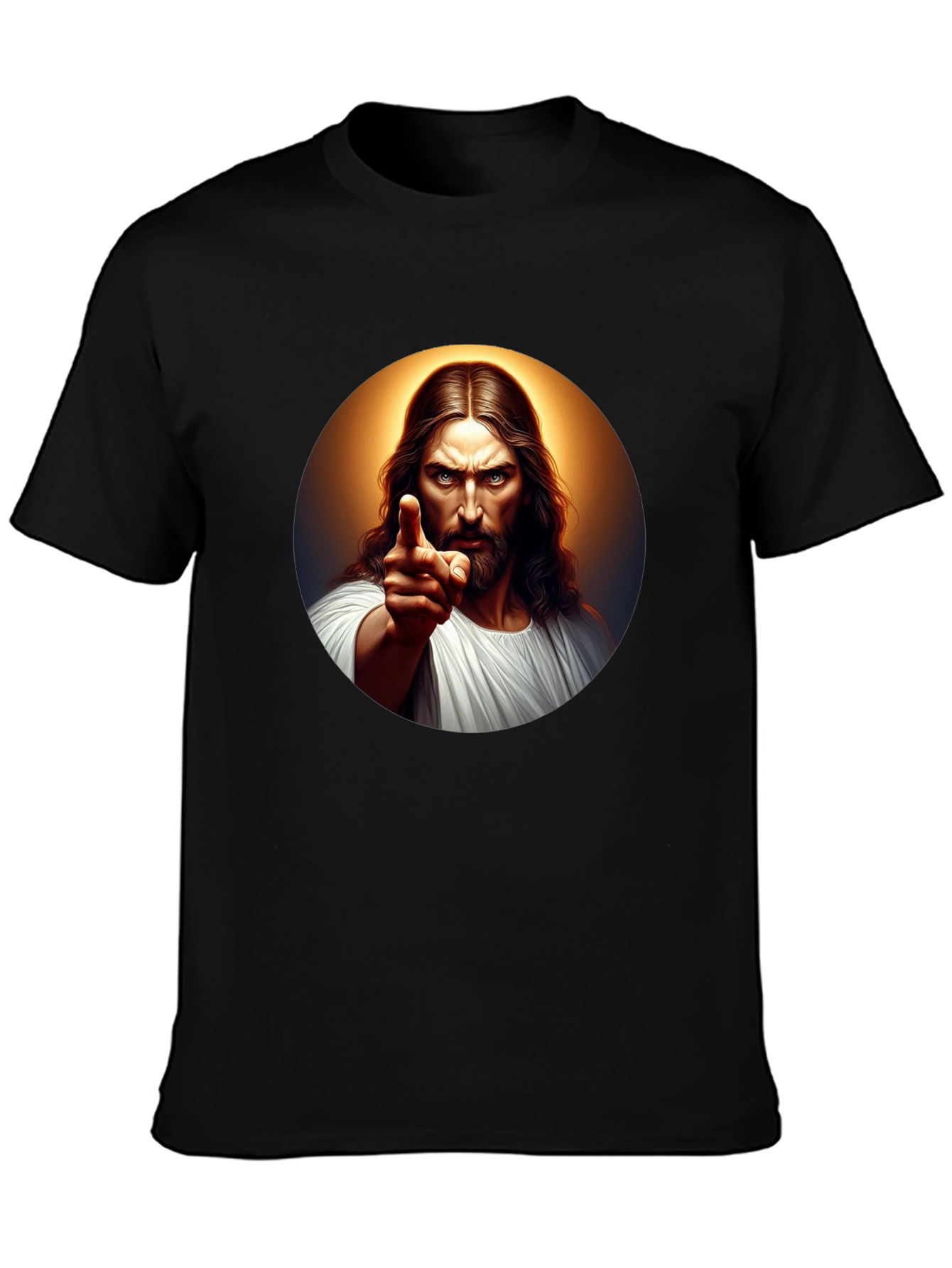Jesus Pointing Graphic Black T-Shirt