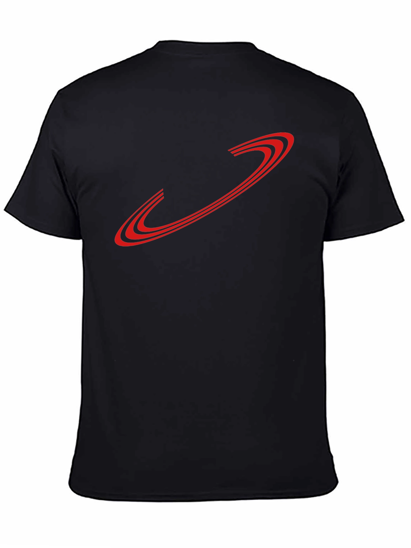 Sleek Black Tee with Red Graphic Design