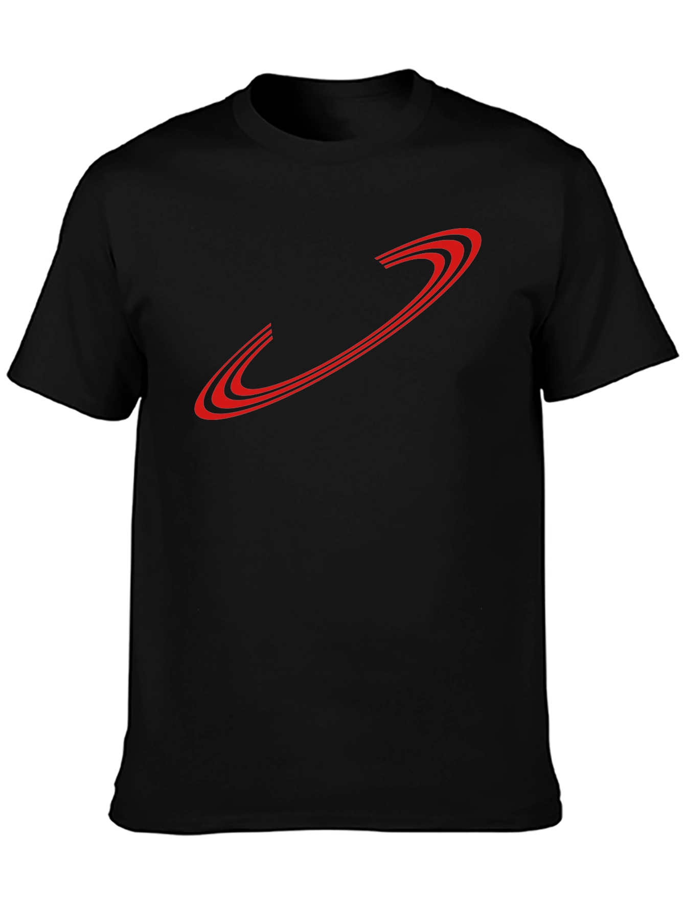 Sleek Black Tee with Red Graphic Design