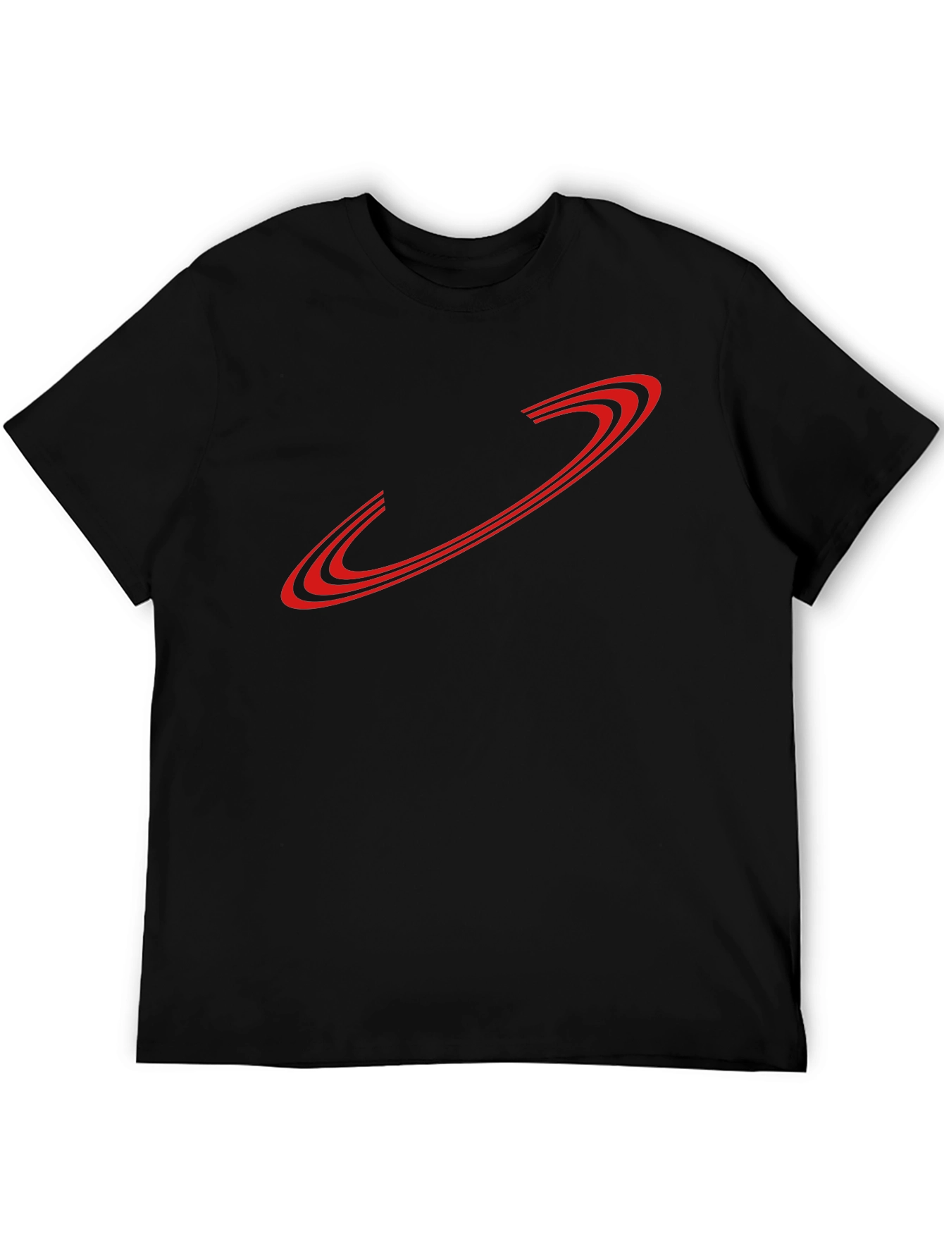 Sleek Black Tee with Red Graphic Design