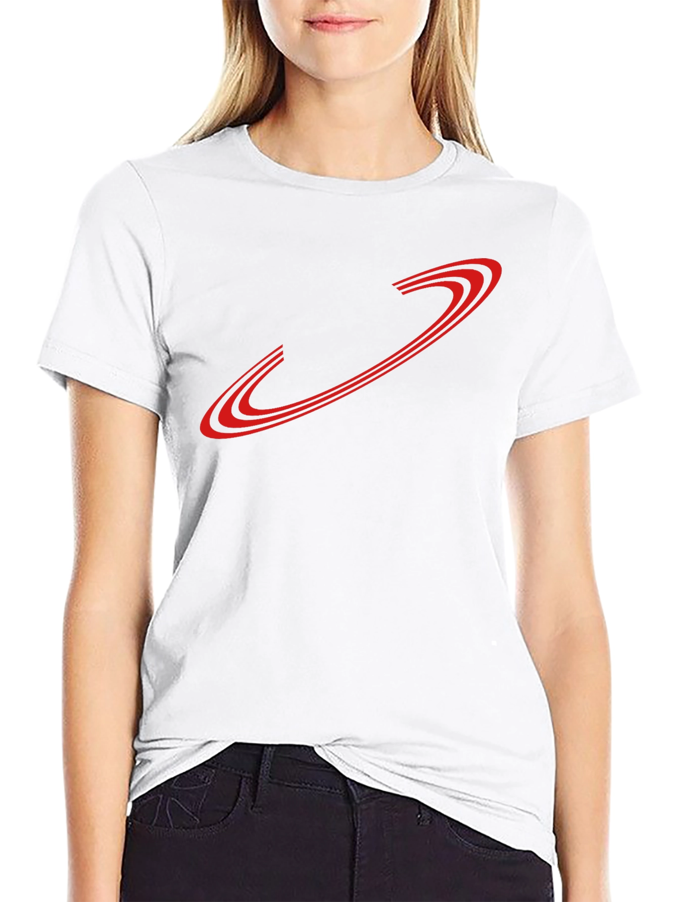 Sleek Black Tee with Red Graphic Design