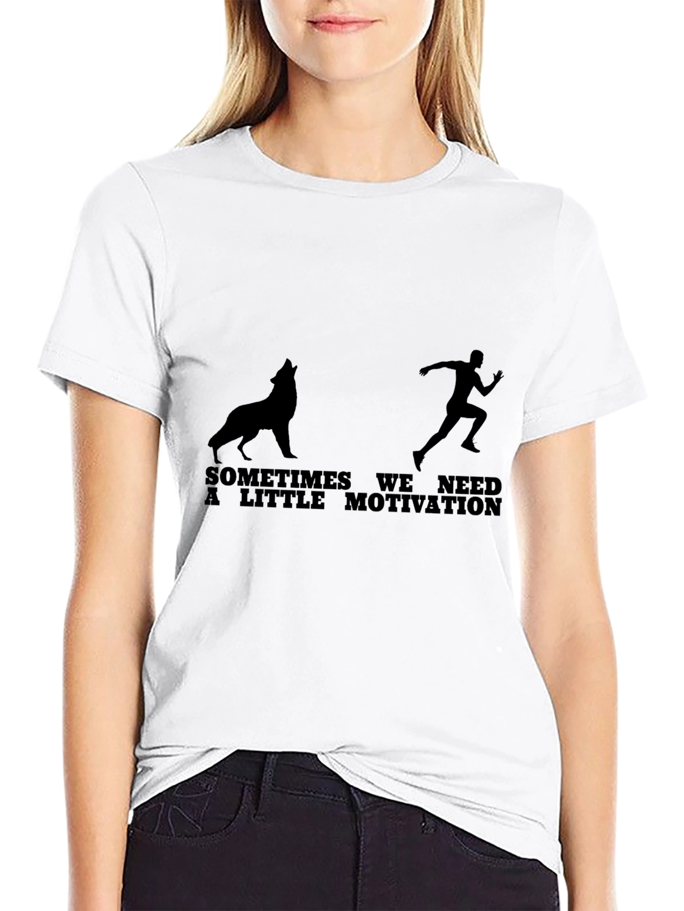 Motivation Graphic Tee - Wolf Chasing Runner - Black
