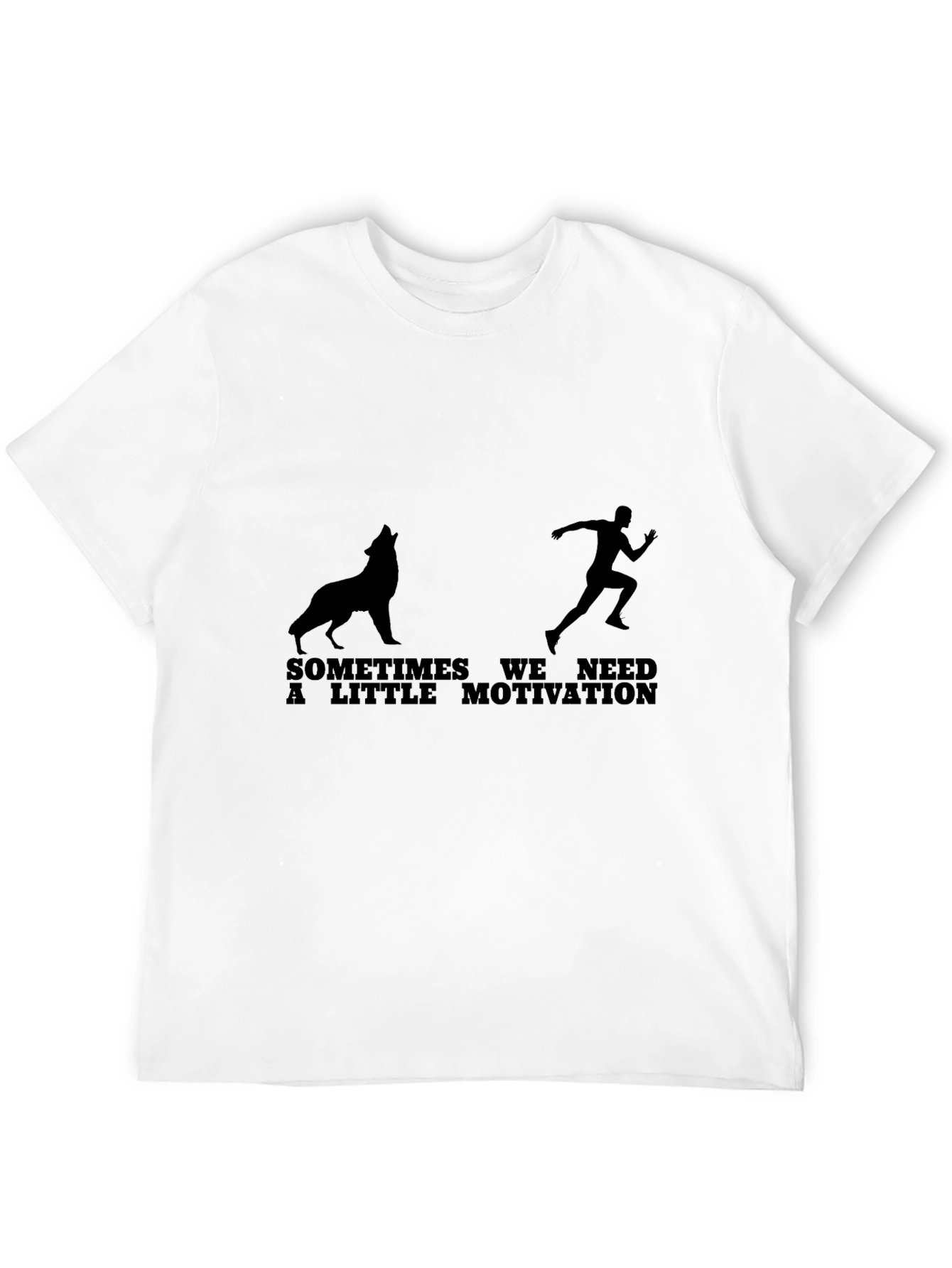 Motivation Graphic Tee - Wolf Chasing Runner - Black