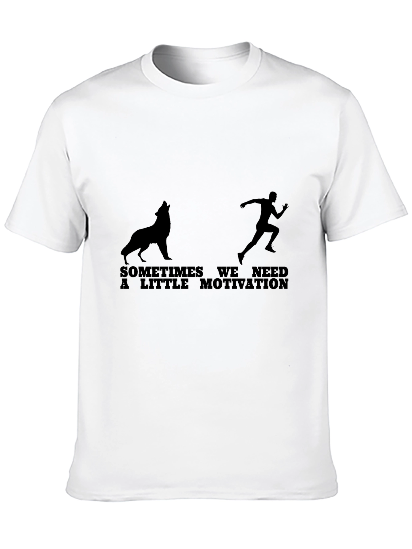 Motivation Graphic Tee - Wolf Chasing Runner - Black