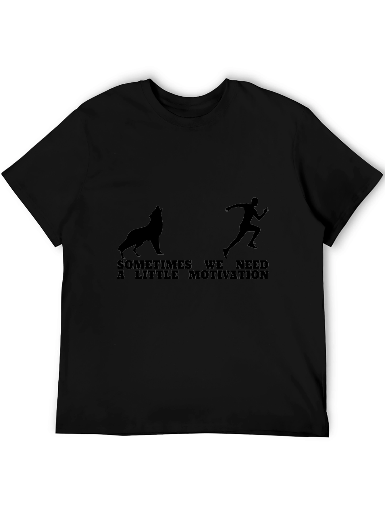Motivation Graphic Tee - Wolf Chasing Runner - Black