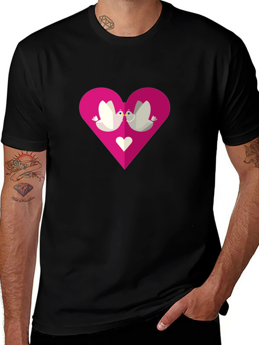 Love Birds Heart Graphic Tee - Black