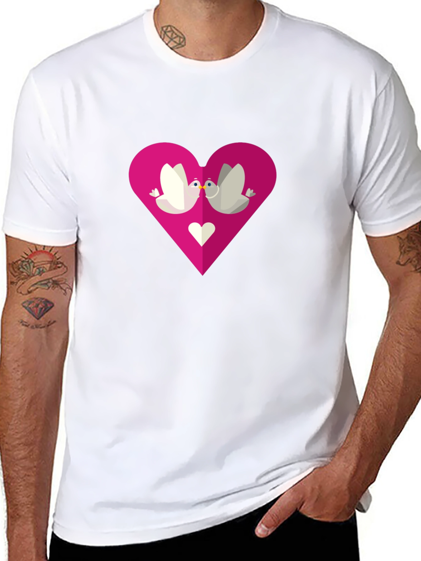 Love Birds Heart Graphic Tee - Black