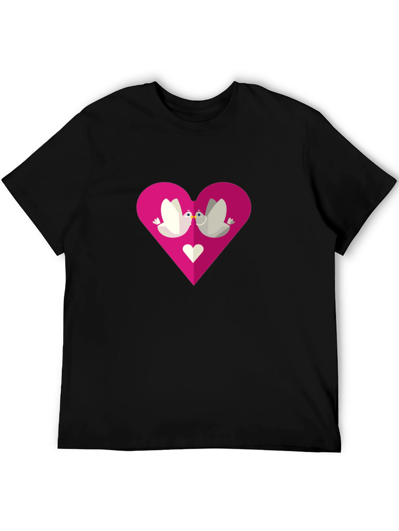 Love Birds Heart Graphic Tee - Black