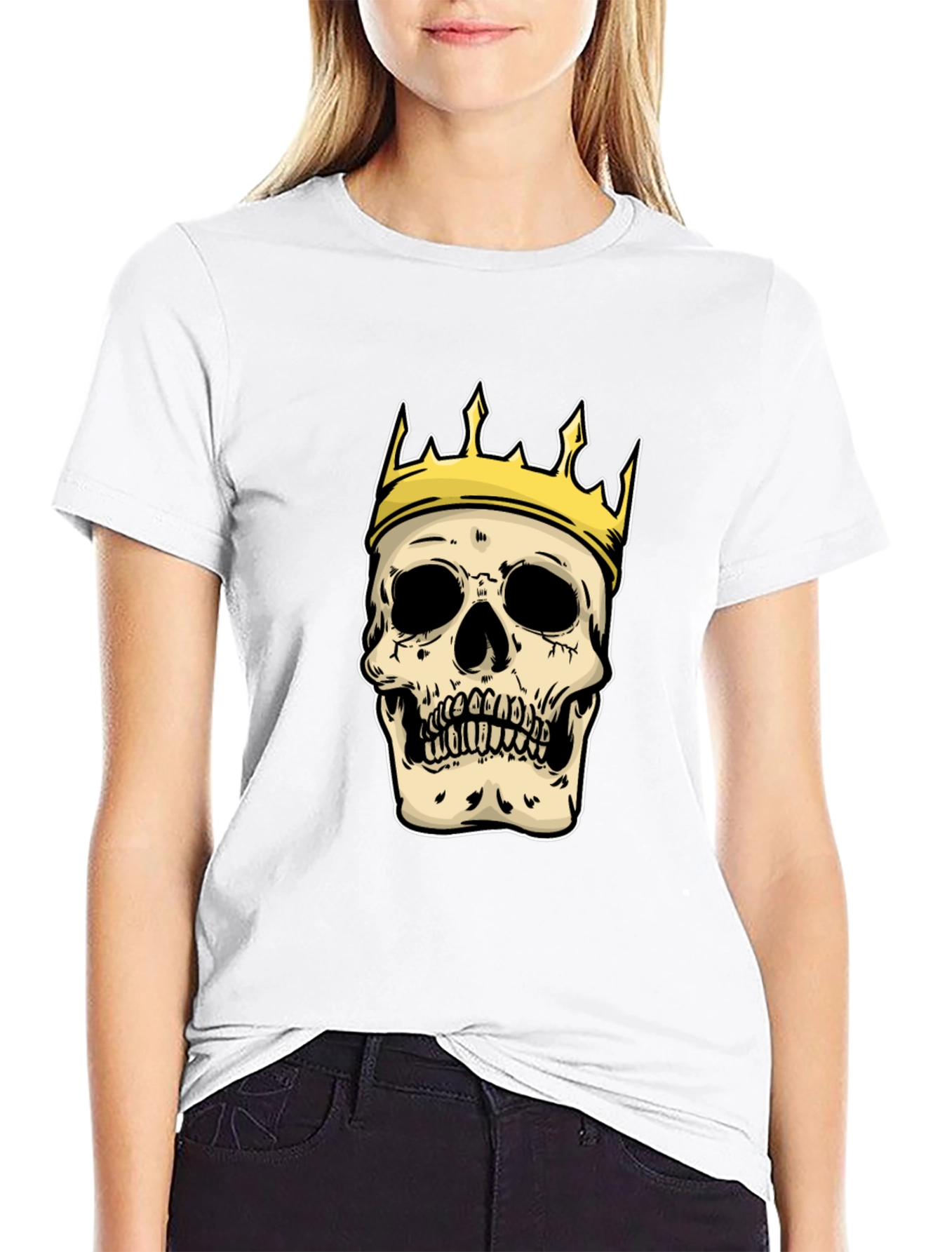 King Skull Graphic T-Shirt - Black Crew Neck Tee