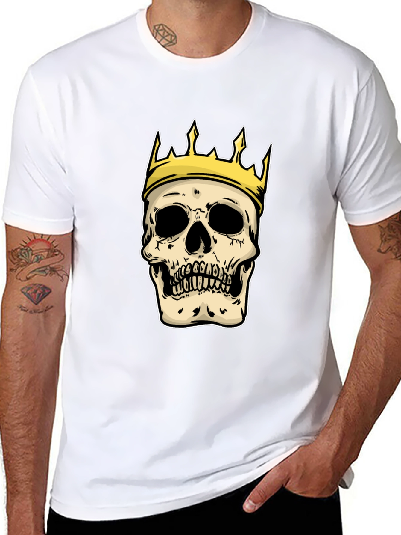 King Skull Graphic T-Shirt - Black Crew Neck Tee