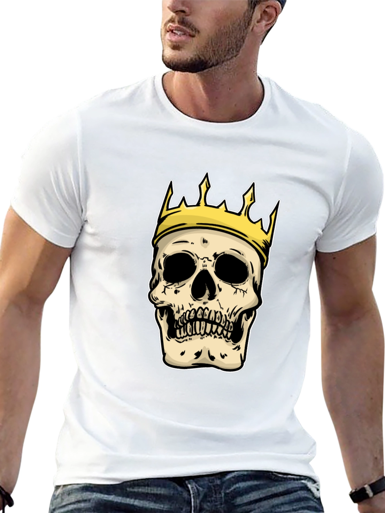 King Skull Graphic T-Shirt - Black Crew Neck Tee