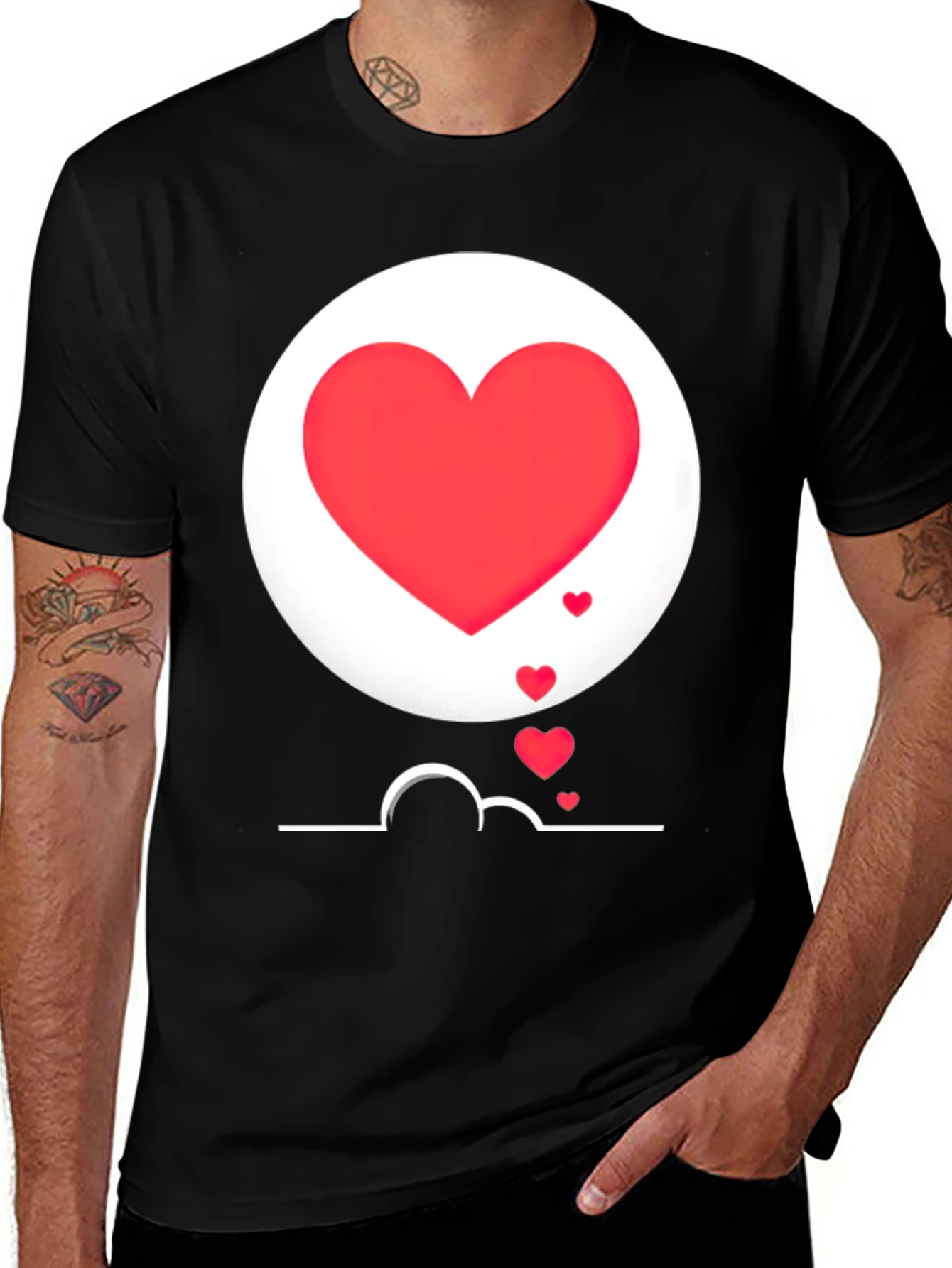 Heart Graphic Black T-Shirt