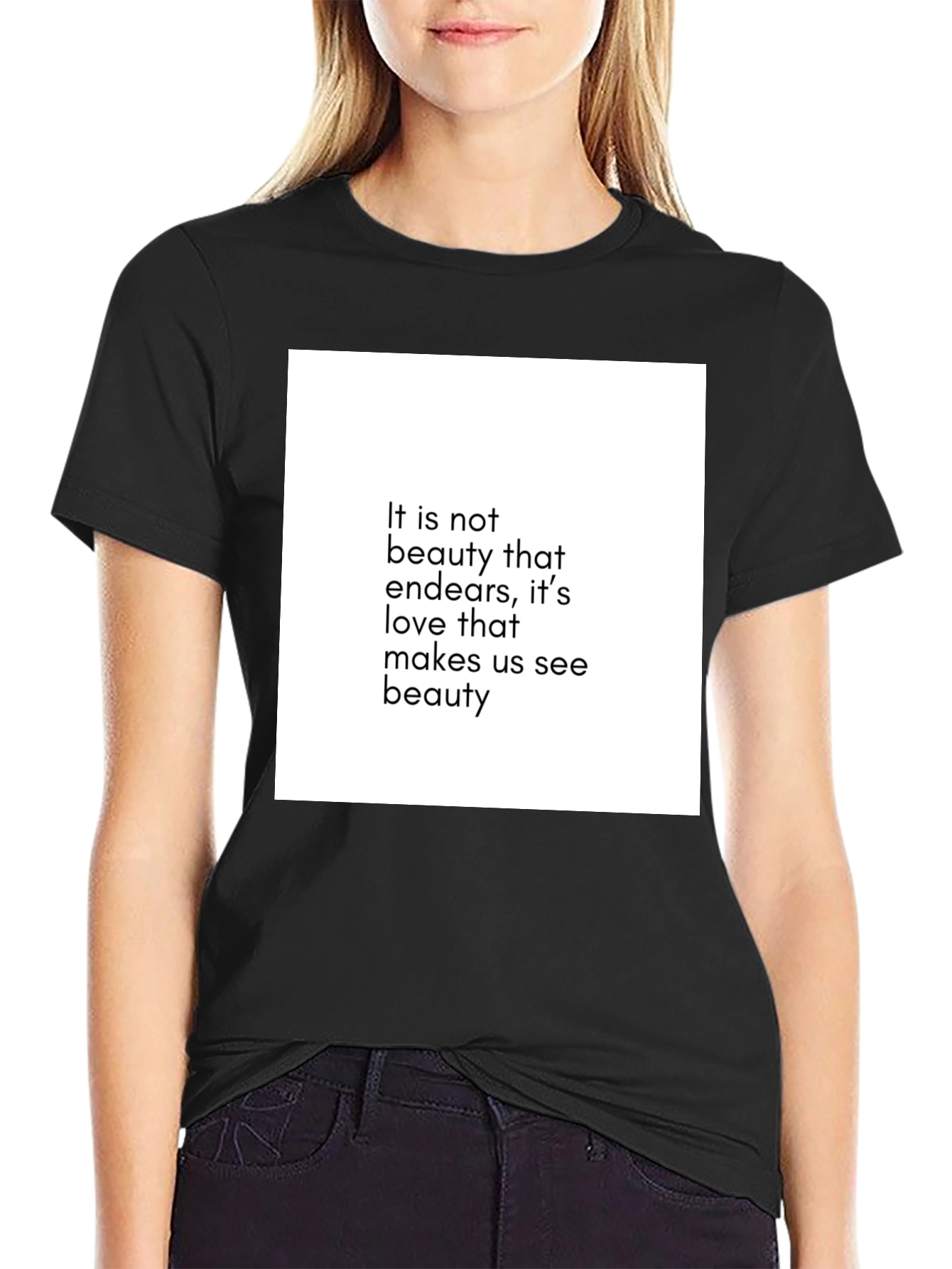 Inspirational Quote Black T-Shirt: Beauty & Love
