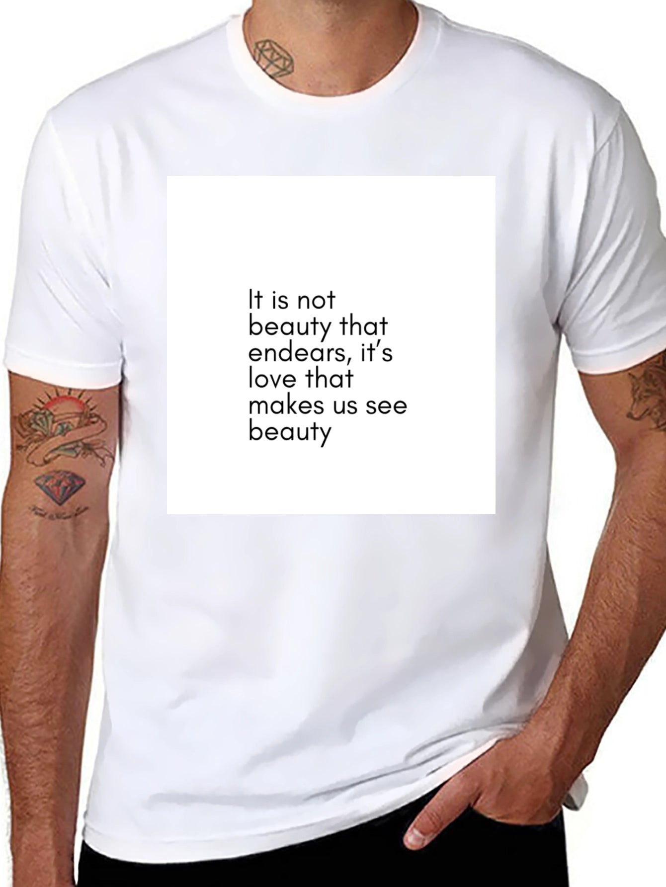 Inspirational Quote Black T-Shirt: Beauty & Love