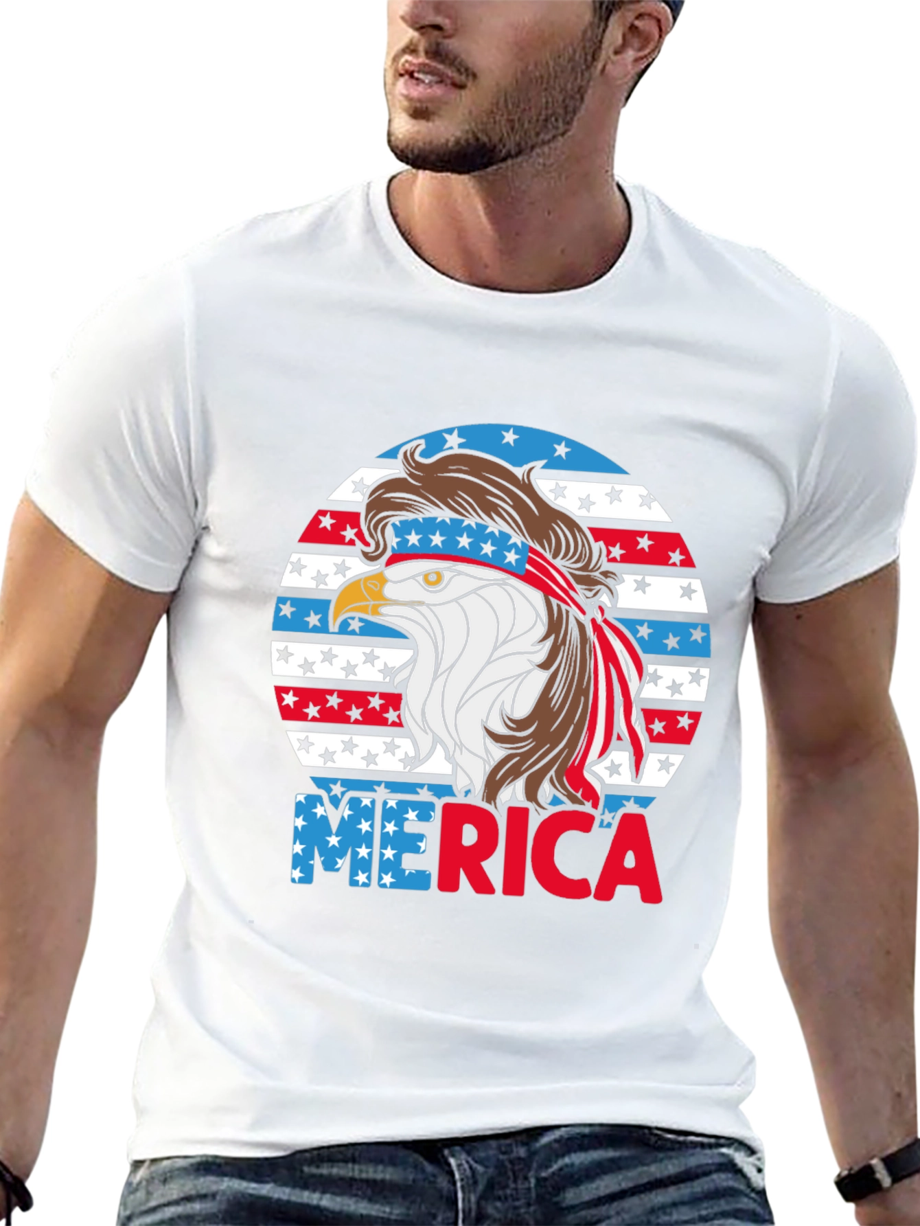 Patriotic Eagle Mullet T-Shirt - USA Pride Tee