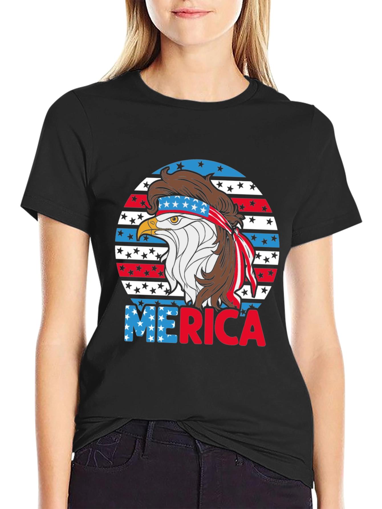 Patriotic Eagle Mullet T-Shirt - USA Pride Tee
