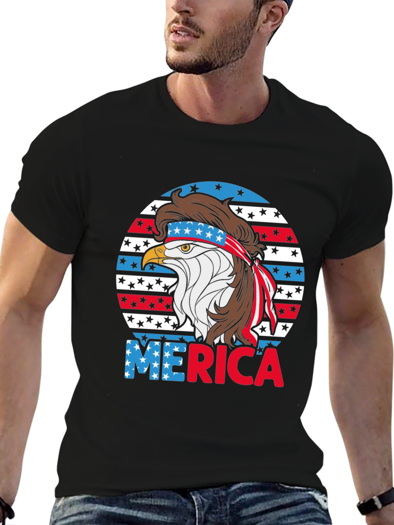Patriotic Eagle Mullet T-Shirt - USA Pride Tee