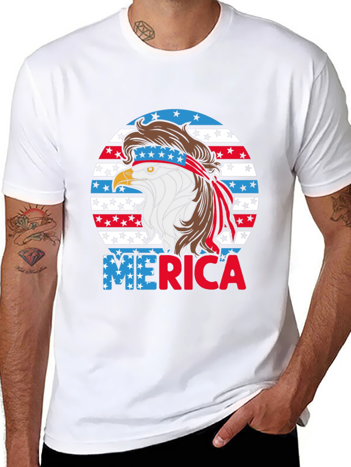 Patriotic Eagle Mullet T-Shirt - USA Pride Tee