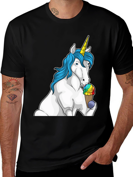 Unicorn Eating Ice Cream T-Shirt - Novelty Graphic Tee