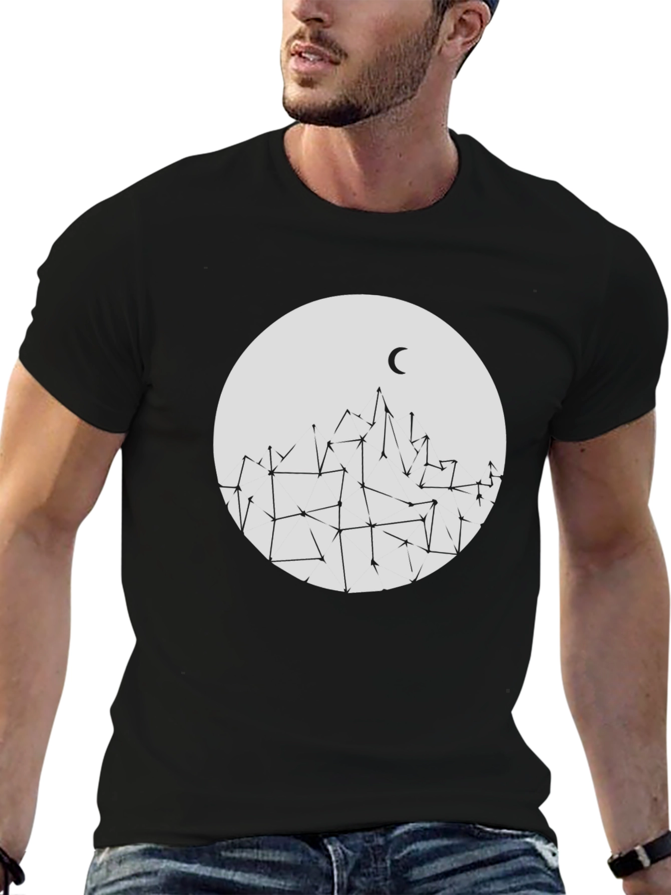 Modern Geometric Mountain & Moon Tee