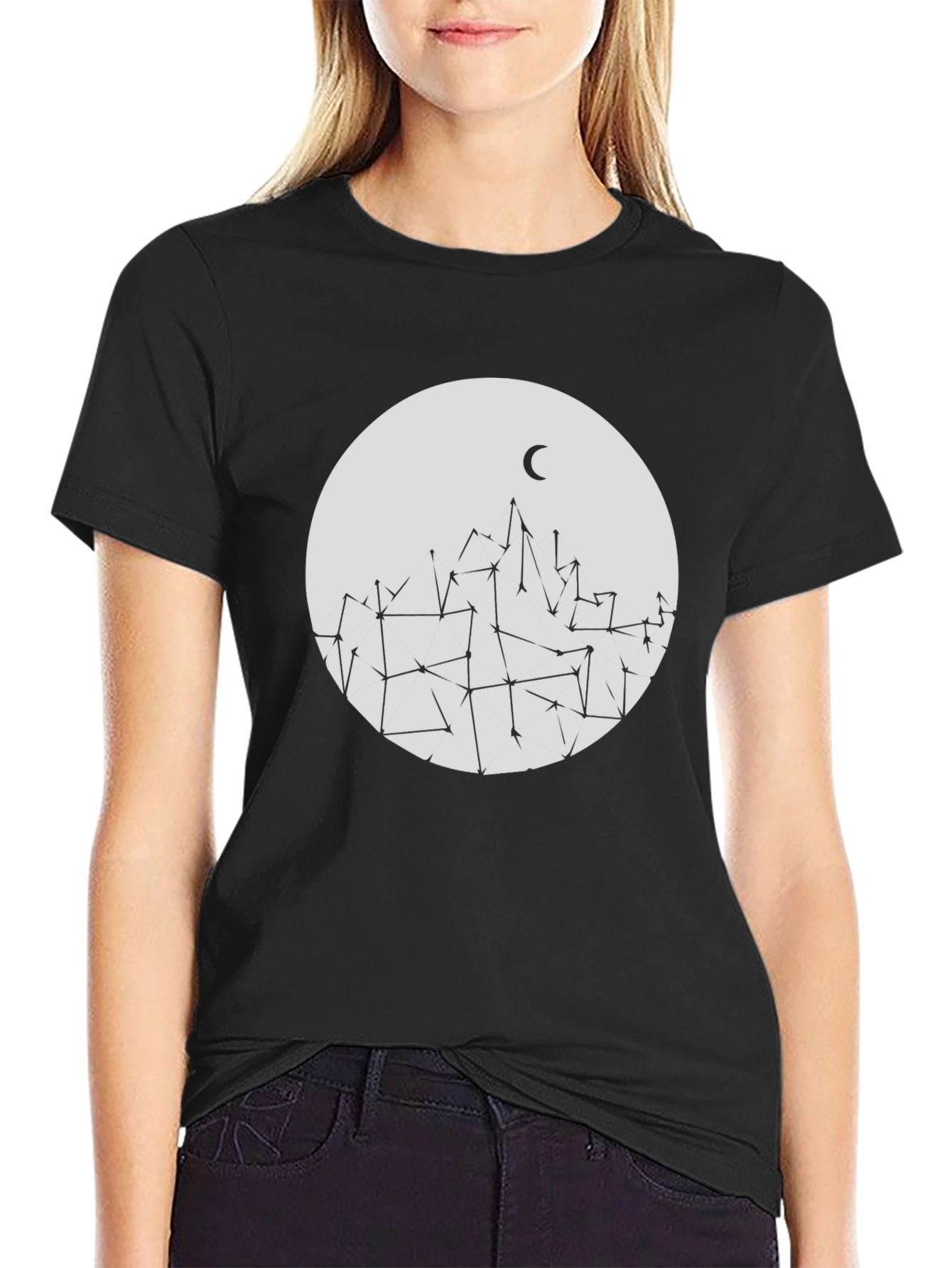 Modern Geometric Mountain & Moon Tee