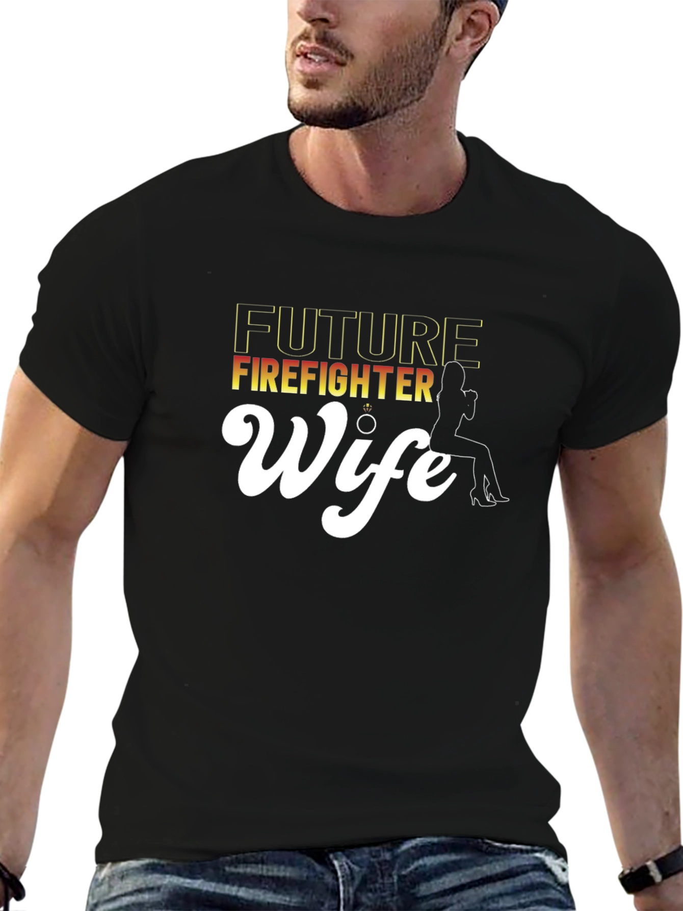 Future Firefighter Wife Black Graphic Tee