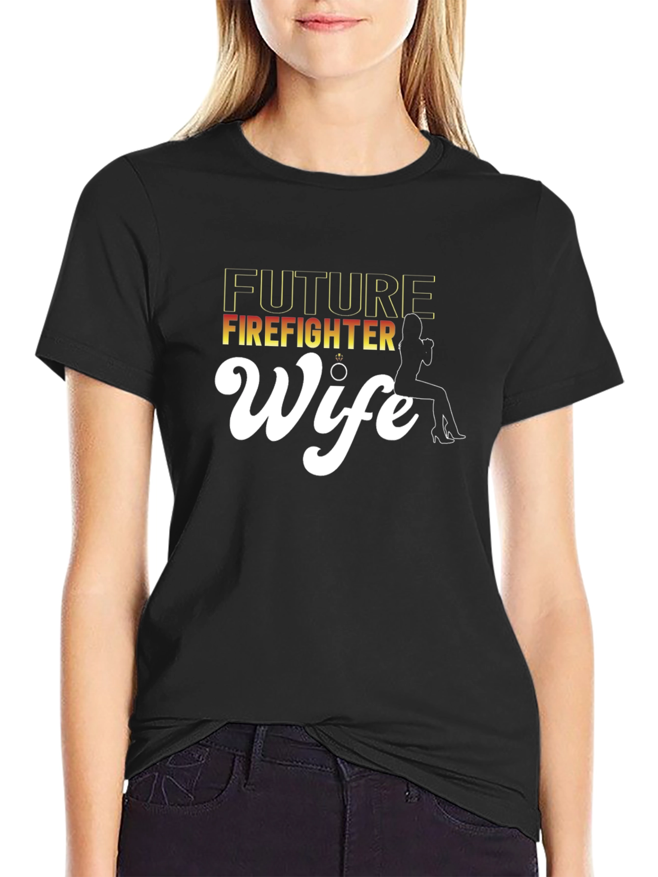 Future Firefighter Wife Black Graphic Tee