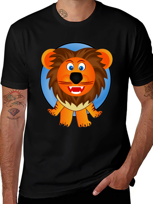 Lion Cartoon Graphic Black T-Shirt