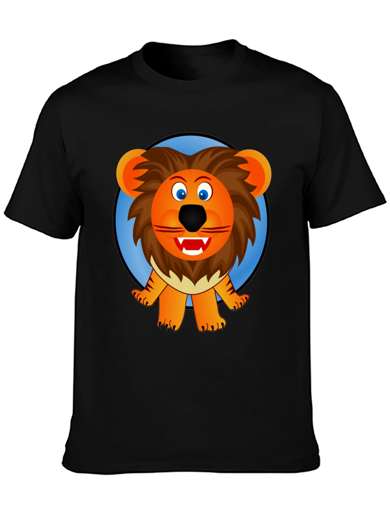 Lion Cartoon Graphic Black T-Shirt