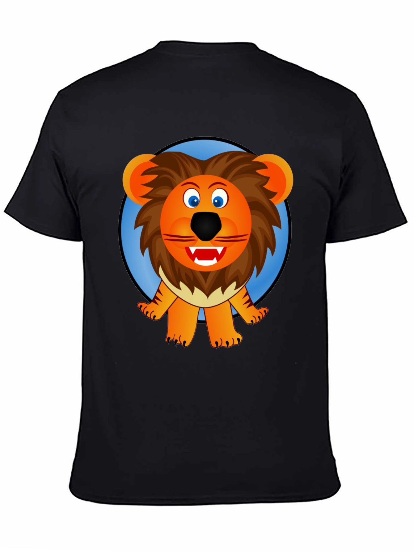 Lion Cartoon Graphic Black T-Shirt