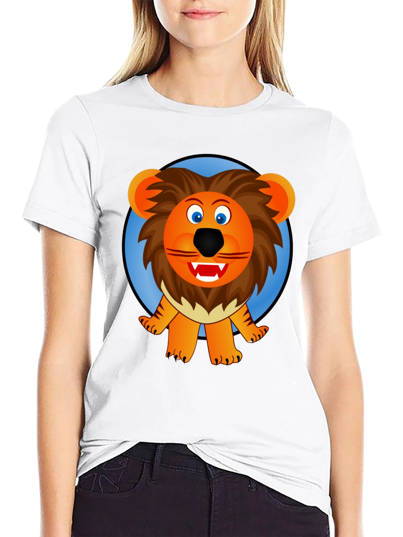 Lion Cartoon Graphic Black T-Shirt