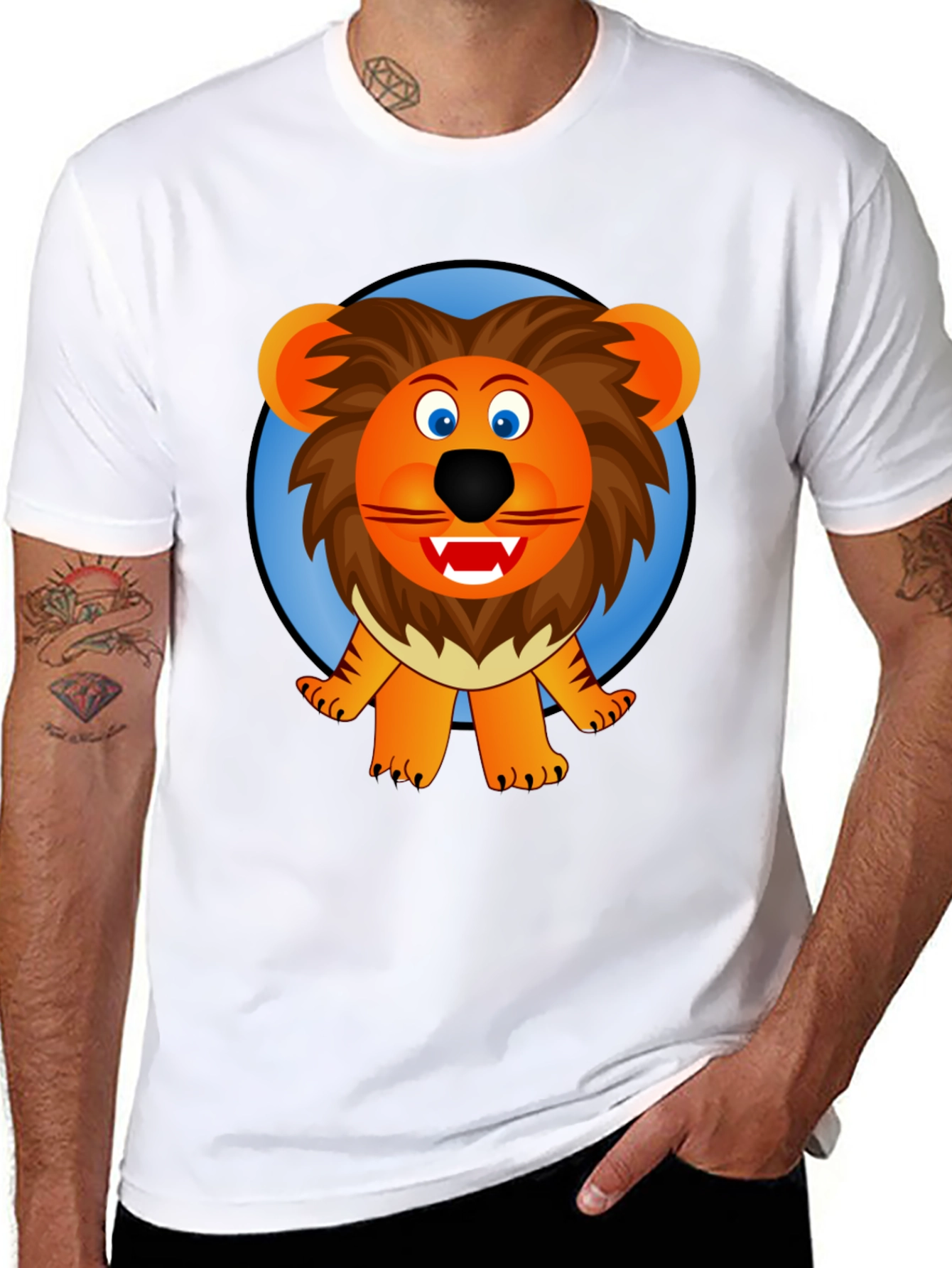 Lion Cartoon Graphic Black T-Shirt
