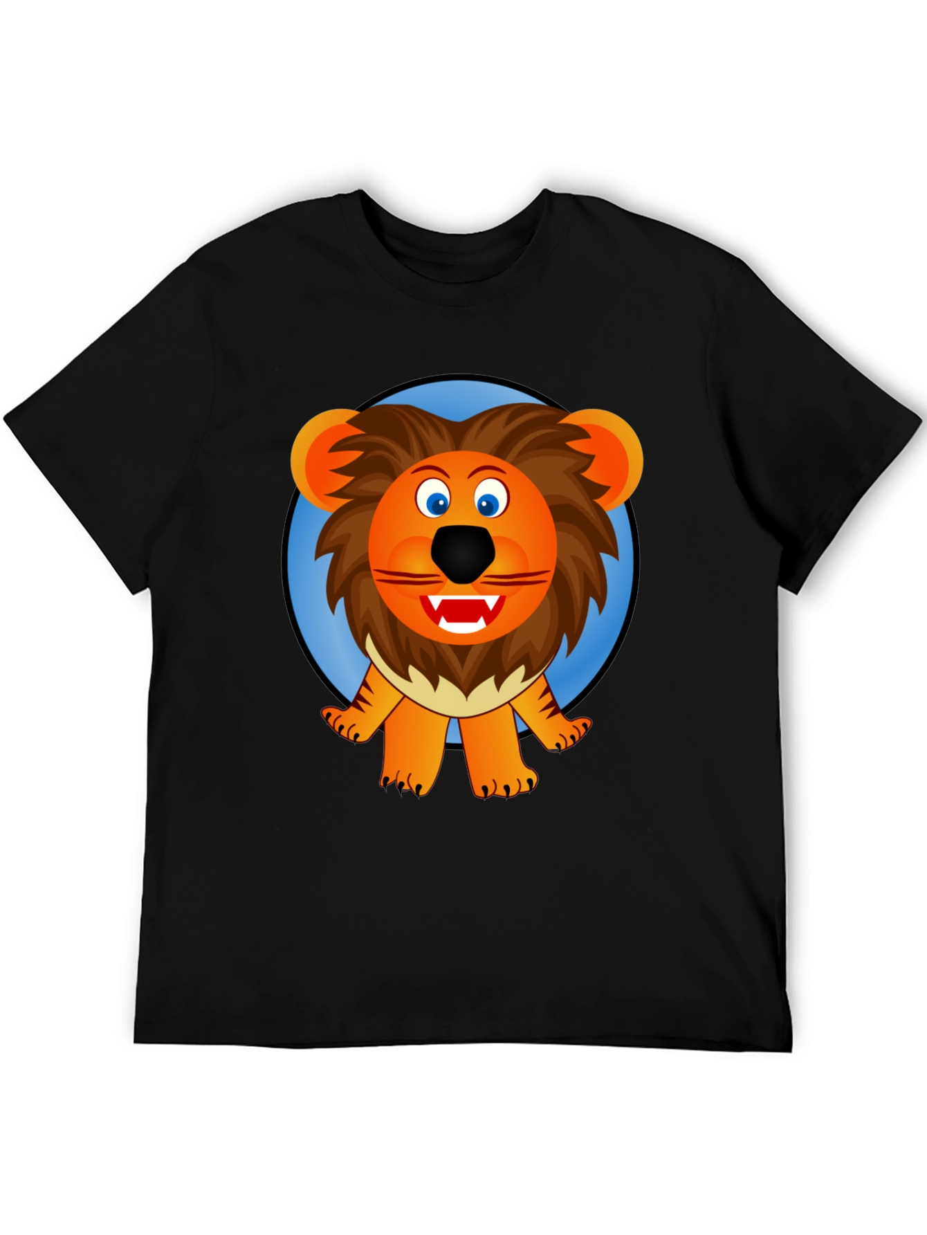 Lion Cartoon Graphic Black T-Shirt