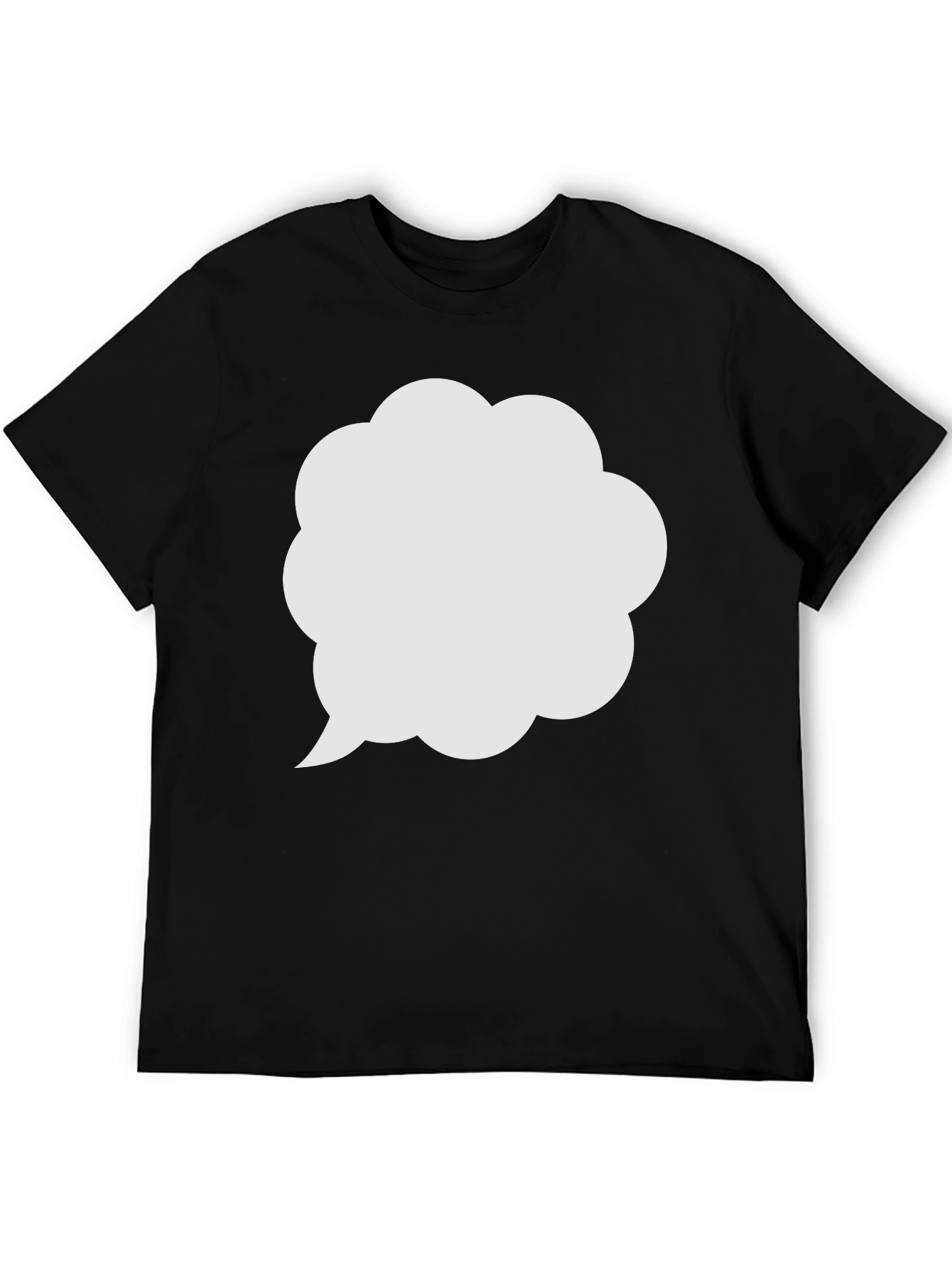 Mens Black T-Shirt with White Speech Bubble Design