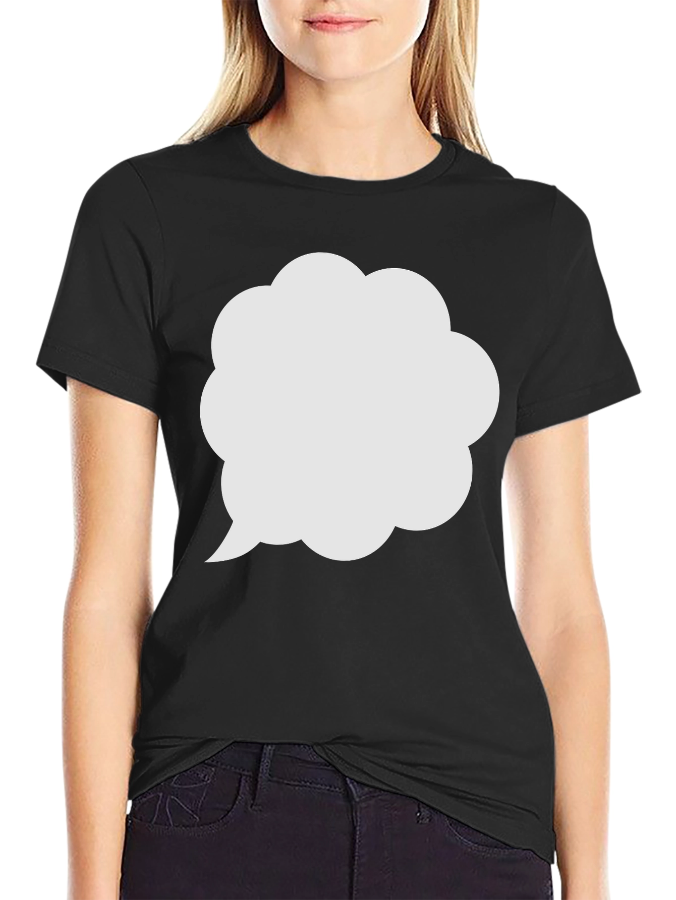 Mens Black T-Shirt with White Speech Bubble Design