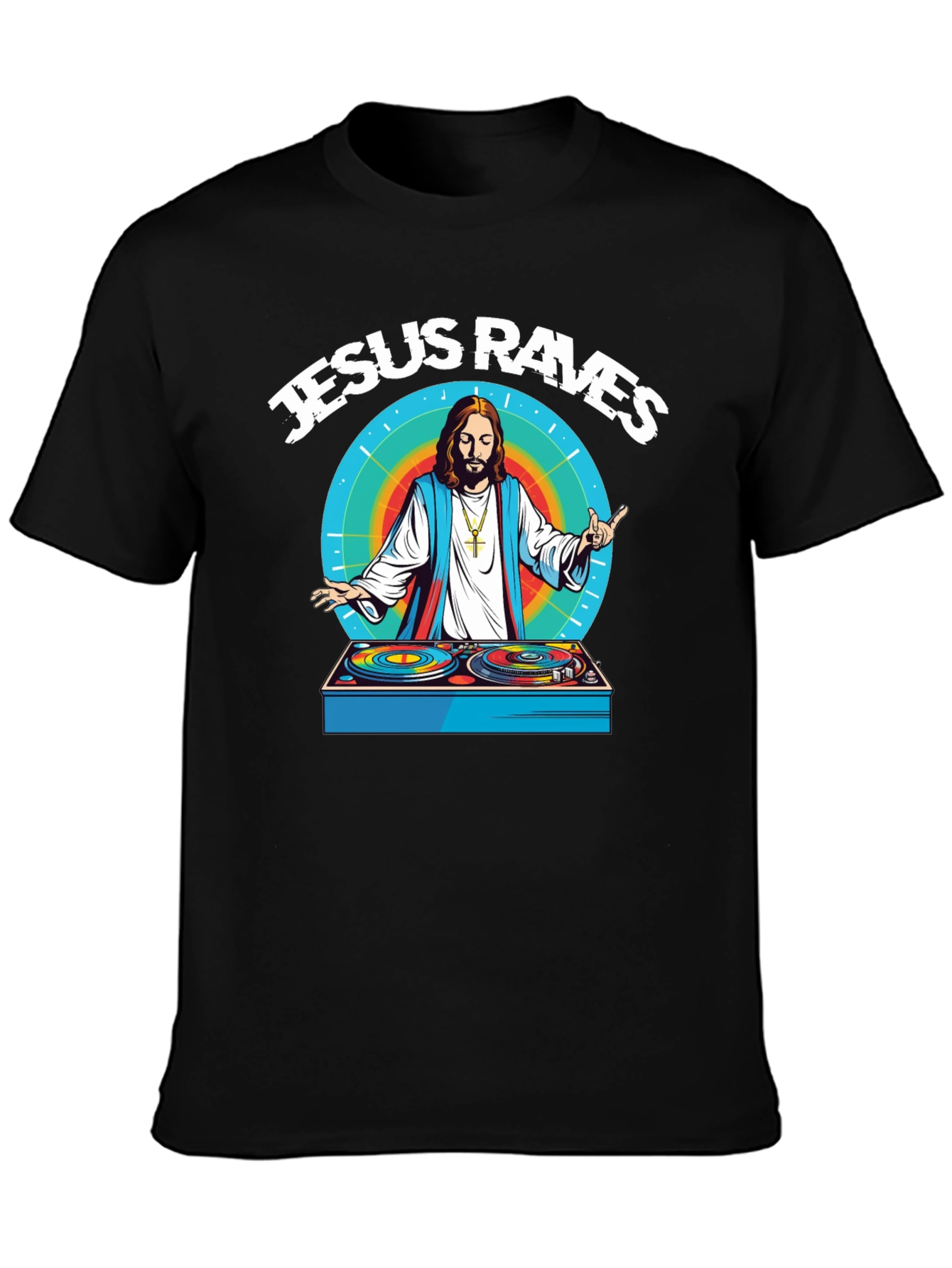 Jesus Raves Graphic T-Shirt - Black