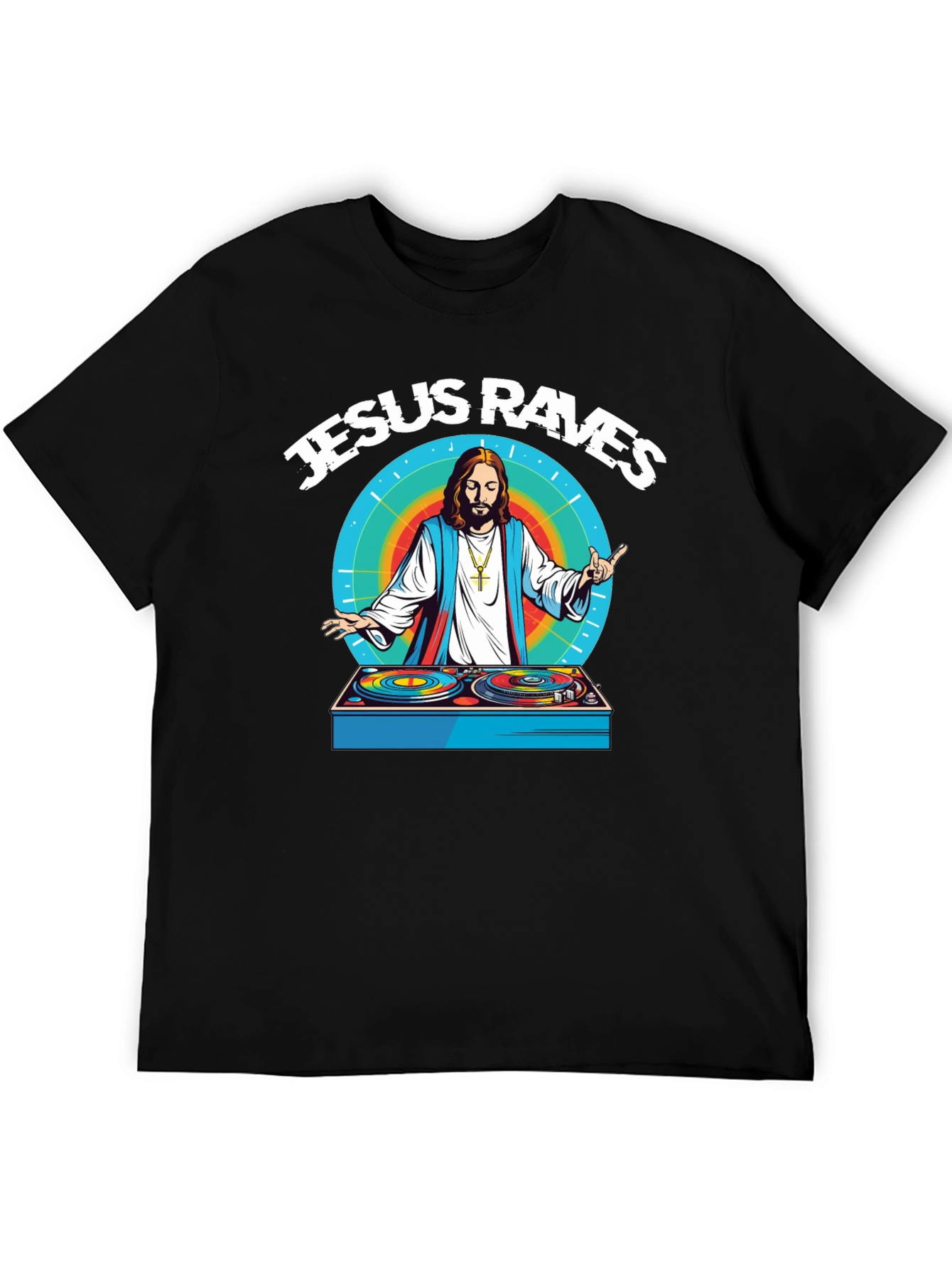 Jesus Raves Graphic T-Shirt - Black