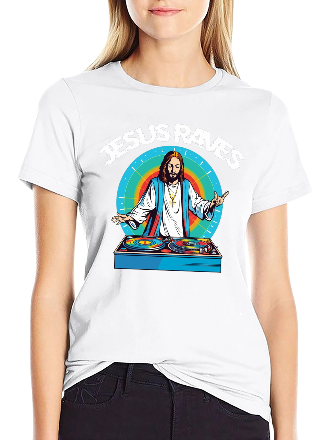 Jesus Raves Graphic T-Shirt - Black