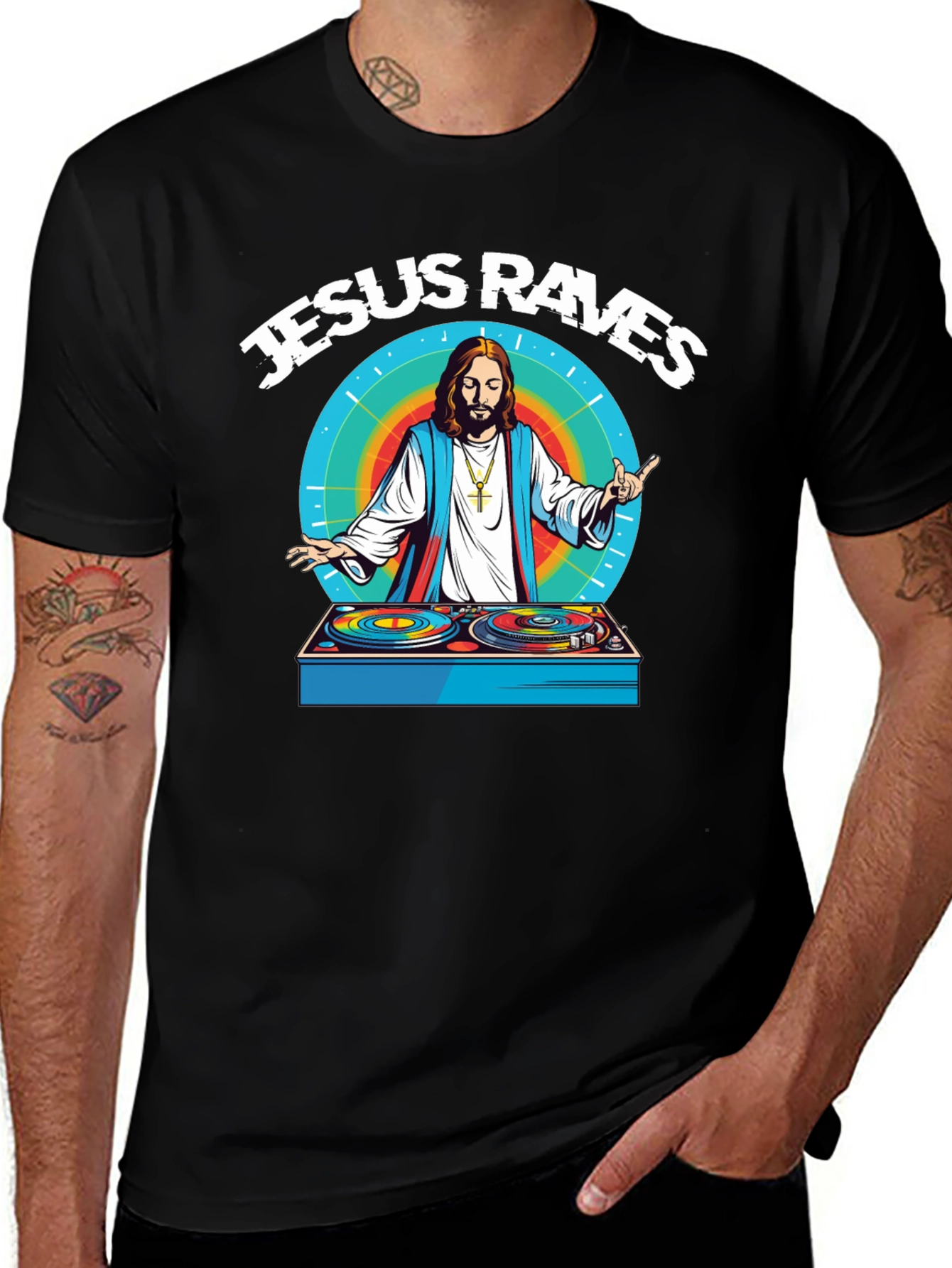 Jesus Raves Graphic T-Shirt - Black